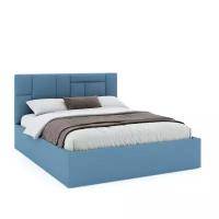 Кровать Лео Абстракция 160 в синем велюре Э46