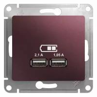 Glossa USB Розетка (5В/2100мА, 2х5В/1050мА), цвет баклажановый GSL001133
