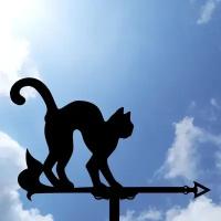 Флюгер металлический на крышу Черный кот