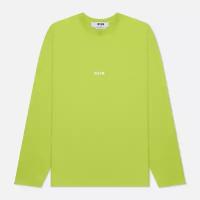 Мужской лонгслив MSGM Micrologo Seasonal Crew Neck зелёный, Размер XL