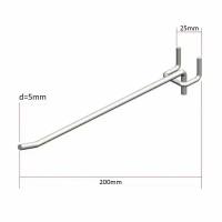 Крючок одинарный для ДСП перфорации, шаг 25мм, d=5мм, L=200мм, цинк (10шт.)
