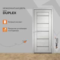 Дверь межкомнатная Velldoris DUPLEX стекло мателюкс, экошпон, цвет дуб белый 900*2000, комплект: полотно, коробочный брус, наличники