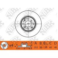 NIBK RN1525 (4700455 / 4708241 / 4710944) торм.диск пер.вент. [252х20] 4 отв. (Комплект 2 штуки)