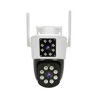 Купольная Wi-Fi беспроводная охранная IP видеокамера наблюдения HDком ASW1(K662)Дуал (720P) (N49570BE) с двумя объективами. Встроенная световая сирена