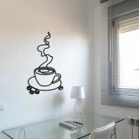 Чертеж, декоративное панно, Чашечка кофе (черный цвет), DXF для ЧПУ станка