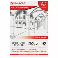 Картон белый мелованный Brauberg А2 10 листов 240 г/м2 124764 (2)