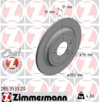 Тормозной диск ZIMMERMANN 285 3533 20 полный задний мост