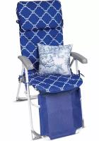 Кресло-шезлонг складное со съемным матрасом и декоративной подушкой, подножка Haushalt HHK7/BL синий