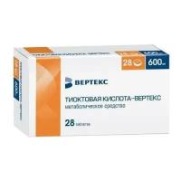 Тиоктовая кислота-Вертекс, таблетки покрытые пленочной оболочкой 600 мг, 28 шт