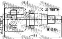 Шрус внутренний правый 28x40x26 (ford mondeo ca2 2007-), 2111CA220RH FEBEST 2111-CA220RH