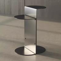 Столик приставной из нержавеющей стали в стиле Minotti FLIRT Side Table дизайн Rodolfo Dordoni (серебристый цвет)