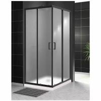 Душевой уголок BelBagno UNO-195-A-2-90-P-NERO черный матовый стекло рифленое 5 мм (900х1950х900)