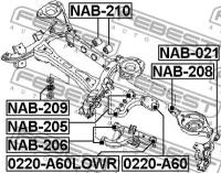 Сайлентблок ЗАД балки INF FX45/35 S50 02-08, NAB209 FEBEST NAB-209