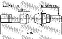 Полуось правая 27x527x26, 1012V250ATRH FEBEST 1012-V250ATRH