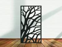 Чертеж, декоративное панно, Ветвь дерева (черный цвет), DXF для ЧПУ станка
