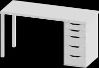 Ингар стол письменный шведский стандарт белый, 140x75, с одной тумбой
