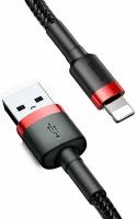 Кабель USB BASEUS Cafule, USB - Lightning, 2.4А, 1 м, красный+черный (calklf-b19)