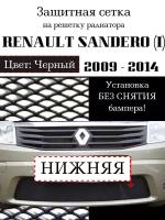 Защита радиатора (защитная сетка) Renault Sandero 2009-2014 черная