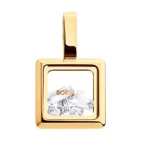 Золотая подвеска DIAMANT-ONLINE с подвижным фианитом Swarovski и минеральным стеклом 144110, Золото 585°