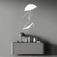 Чертеж, декоративное панно, Девушка с зонтиком (белый цвет), DXF для ЧПУ станка