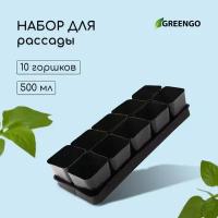 Набор для рассады: 10 стаканов (500 мл.) и поддон (40х19,5 см) (разноцветный)