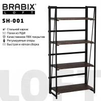 Стеллаж на металлокаркасе BRABIX LOFT SH-001 600х300х1250 мм морёный дуб 641228 (1)