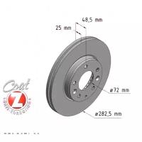 ZIMMERMANN 370.3074.20 (G26Y3325XA / GJ6Y3325X / GJ6Y3325XA) диск тормозной перед. 283x25 / 49-5x114  Mazda (Мазда) (Комплект 2 штуки)