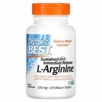 Doctor's Best, Sustained Plus Immediate Release L-Arginine, 500 mg, 120 Bilayer Tablets