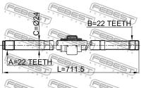 Полуось передняя правая, 0212B10MTRH FEBEST 0212-B10MTRH