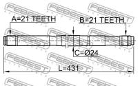 Полуось левая 21x431x21 (NISSAN ALMERA N16 (UKP) 2003-2006), 0212QG15LH FEBEST 0212-QG15LH