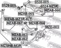 Сайленблок задн.тяги Mazda 3 BK 03-08, MZAB065 FEBEST MZAB-065