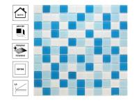 Мозаика стеклянная Sky 300х300мм, бело-голубой микс