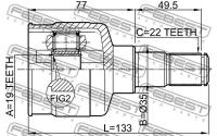 ШРУС внутренний 19x35x22 1111MAT, 1111MAT FEBEST 1111-MAT