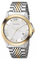 Часы наручные мужские Gucci YA126409 кварцевые на стальном браслете серебристого цвета с минеральным стеклом водонепроницаемостью WR50 (5 атм)