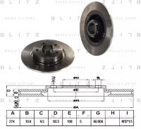 BLITZ BS0144 oem диск тормозной Renault (Рено) Laguna (Лагуна) / grand Scenic (Сценик) / Scenic (Сценик) (Комплект 2 штуки)