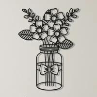 Декоративное металлическое панно, Весенние цветы в вазе (черный цвет)