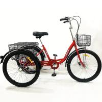 Внедорожный велосипед с двумя корзинами для взрослых высокого роста Трайк Байк 26, цвет красный