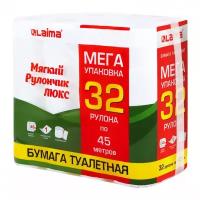 Бумага туалетная мягкий рулончик люкс белая 32 рулона по 45 м 1-сл LAIMA 114736 (1)