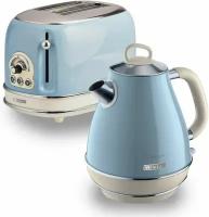 Кухонный набор с чайником и тостером Ariete ARPK3 Retro Style, Blue