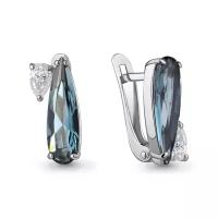 Серебряные серьги Aquamarine А45001493 с фианитом и Лондон топазом, Серебро 925°