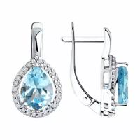 Серебряные серьги DIAMANT-ONLINE 304821 с топазом и фианитом, Серебро 925°