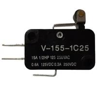 Микропереключатель 3-х контактный V-155-1C25 250V 15A рычаг с роликом 12мм для микроволновой печи