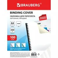 Обложки картонные для переплета А4 к-т 100 шт. глянцевые 250 г/м2 белые Brauberg 530840 (1)