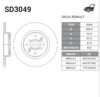 Диск тормозной Sangsin SD3049