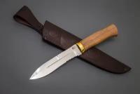 Нож из нержавеющей стали 65х13 «Ермак», рукоять литье мельхиор, ценные породы древесины - Кузница Сёмина
