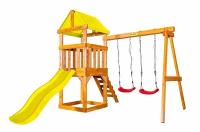 Детская игровая площадка с лестницей и горкой 1,75м, желтая