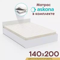 Двуспальная кровать с матрасом ASKONA 140х200, ортопедический матрас