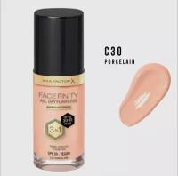 Max Factor Тональный крем, эмульсия Facefinity All Day Flawless 3-in-1, SPF 20, 30 мл/45 г, оттенок C 30 PORCELAIN