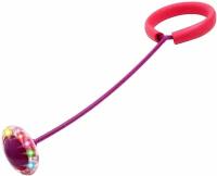 Нейроскакалка детская, со световыми эффектами, размер 62 х 16 х 8,5, прыгалка на одну ногу, развивающий тренажер для координации, игрушка для подвижных игр на улице и дома, цвет фиолетово-розовый