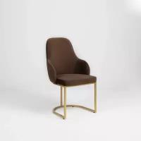 Дизайнерский стул MONRO от мебельной компании RIHOT на металлическом каркасе. Цвет ткани - CHOCOLATE. Цвет каркаса - золото. 1 шт